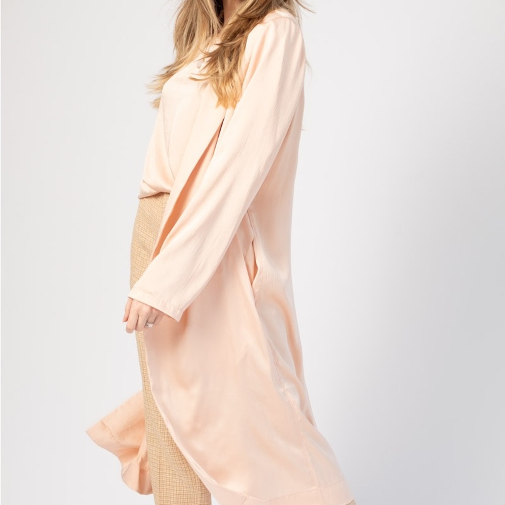 FORTE FORTE Satin Duster Coat in Light Peach